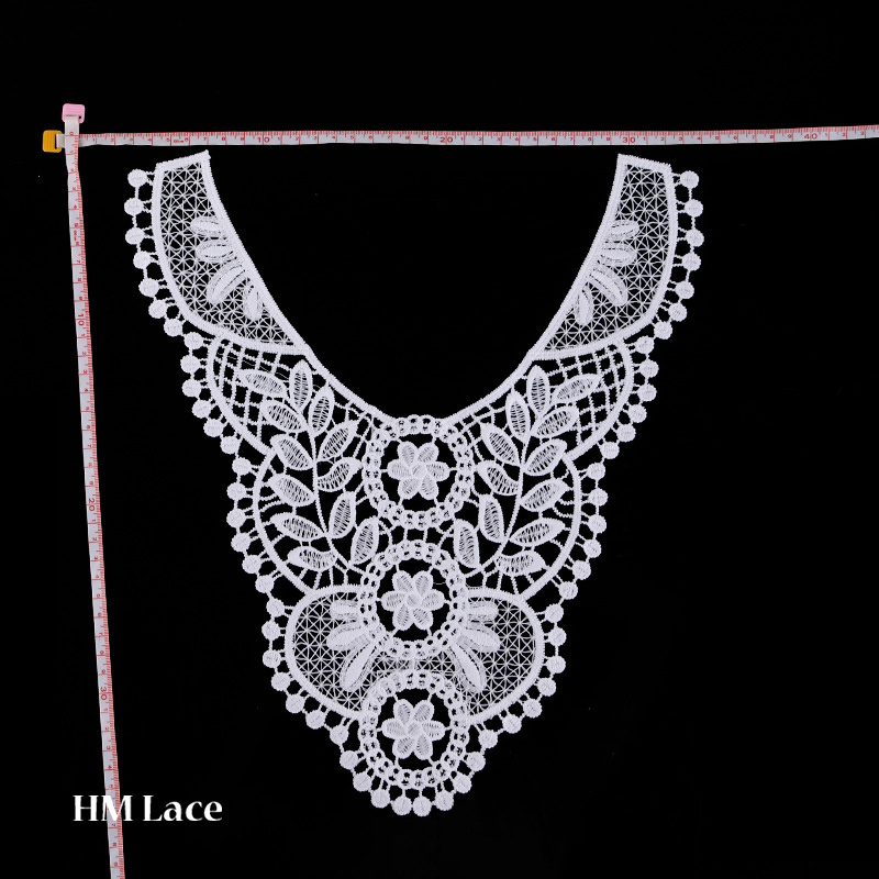 off White, Venice Lace, Collar Applique, Boho Trim with Leaf Motif