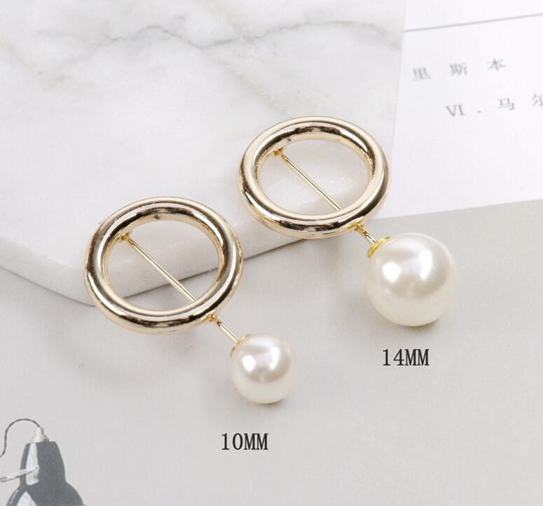 Fashion Jewelry Metal Beaded Pearl Brooch Clothes Decoration Shawl Pins