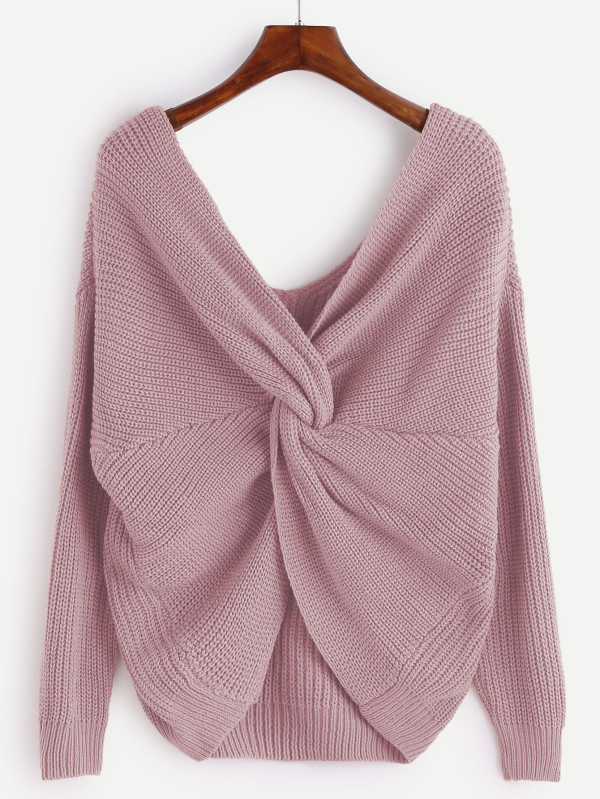 2017 High Qualitiy Casual Style V Neckline Twist Front Sweaters