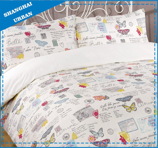 Paris Image Sketch Printed Polyester Duvet Cover Bedding Set