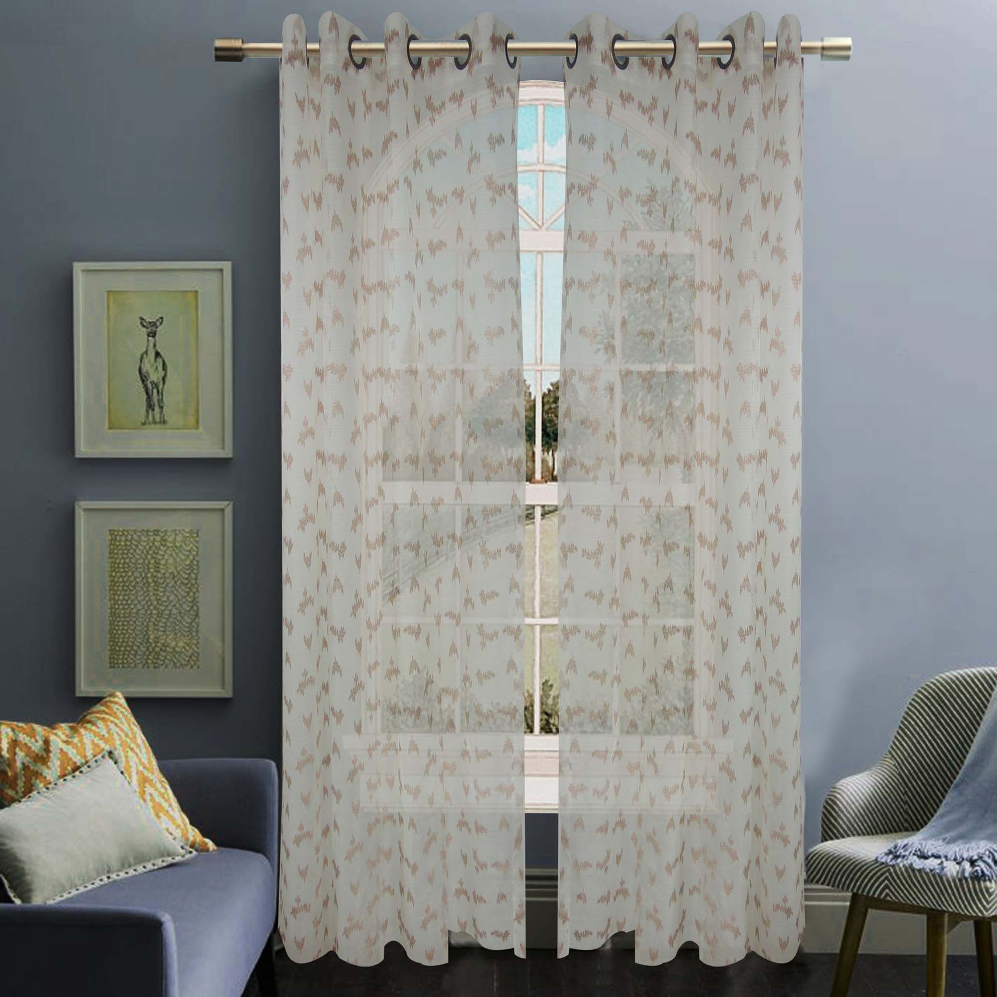 Jacquard Sheer Grommet Panel Window Curtain