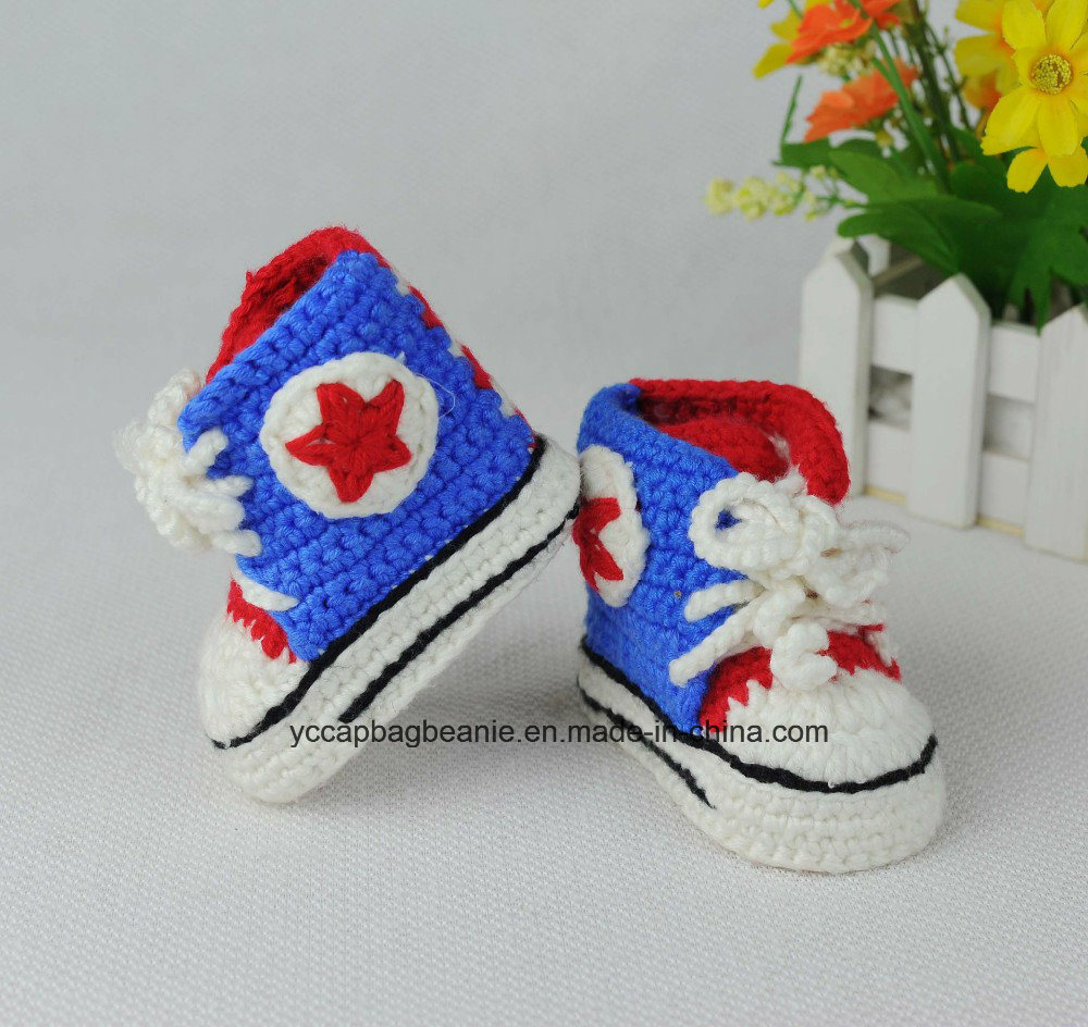 Baby's Handmade Knitted Captain America Hat and Soft Sports Shoes