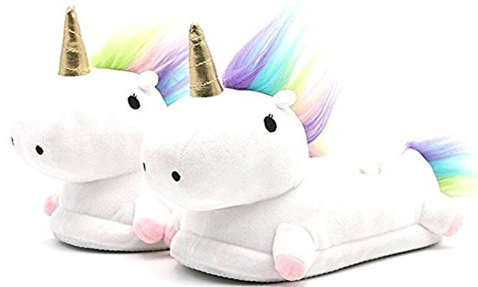 Unicorn Plush Slippers for Girls Animal Cosplay Fleece Halloween Slippers