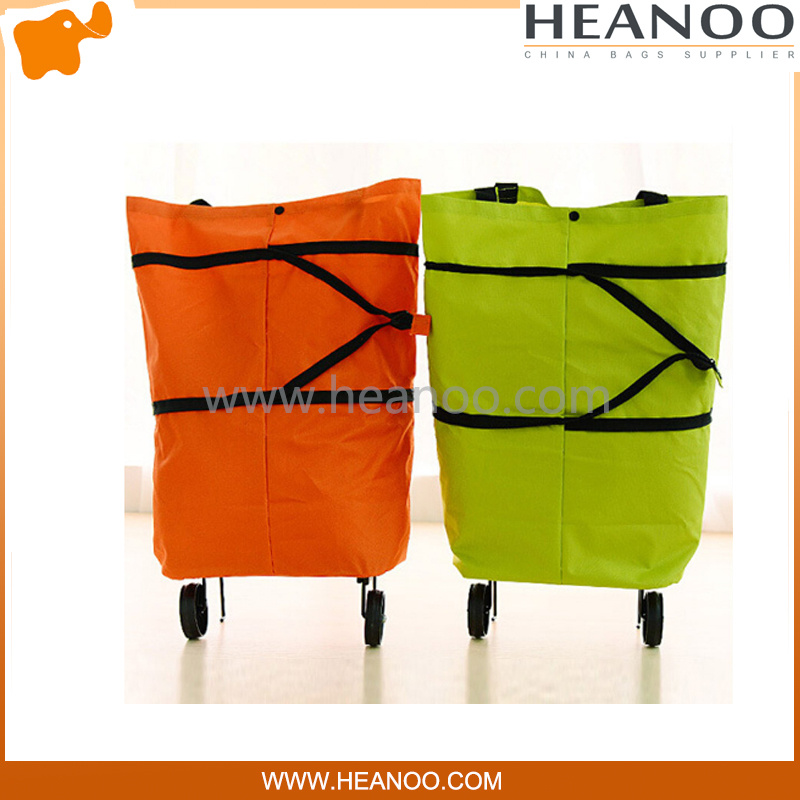 China Supplier Supermarket Folding Shopping Cart Bag with Wheels