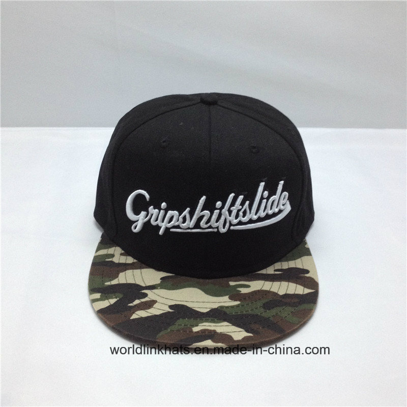 2018 Newest Design 3D Embroudery Camo Flat Brim Snapback Caps
