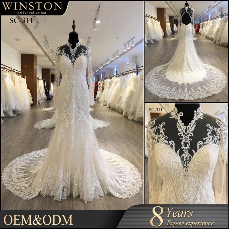 China Ivory Lace Mermaid Bridal Gown Wedding Dress