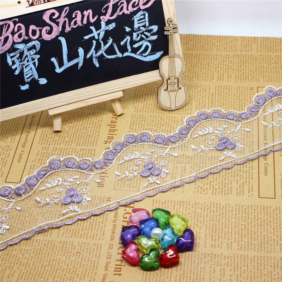 Factory Stock Wholesale 8.5cm Width Bi-Color Embroidery Nylon Net Lace Polyester Embroidery Trimming Fancy Mesh Lace for Garments Accessory & Home Textiles