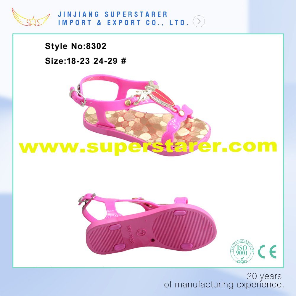 Latest Design PVC Girls Sandals, Casual Open Toe Kids Sandals with Rhinestone Decoration