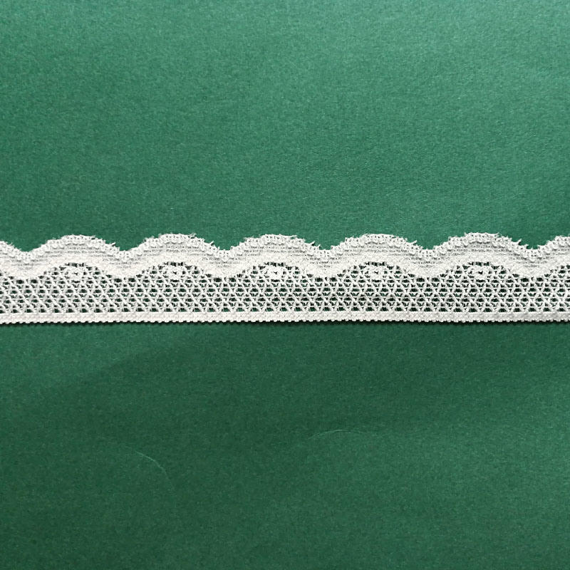 New Design Rhombic Pattern White Trimming Lace with Wavy Edges