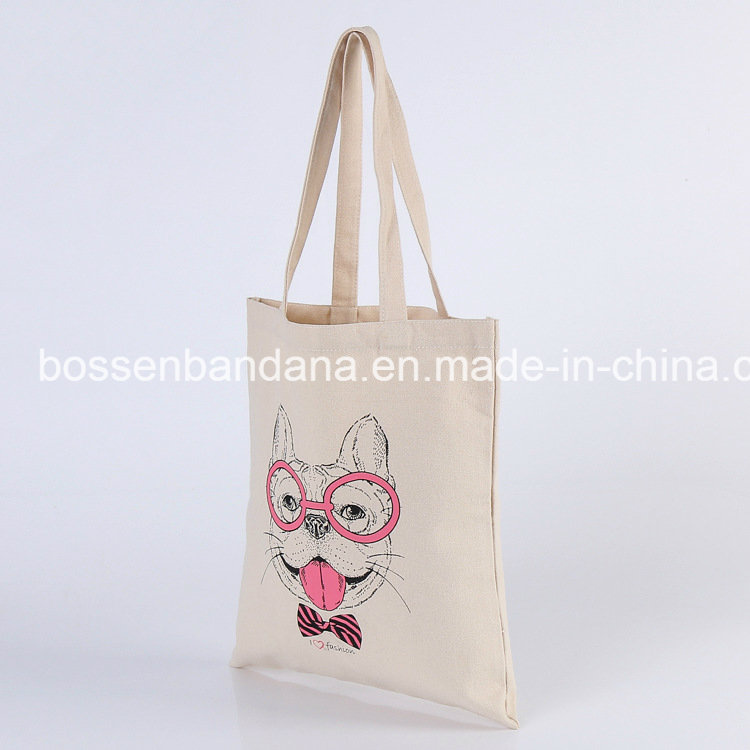 Factory OEM Produce Custom Logo Print Cotton Canvas Creamy Tote Shopping Bag