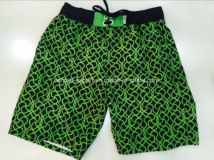 Oeko-Tex Flat Waist Polyester Patterned Men Board Short Swimwear