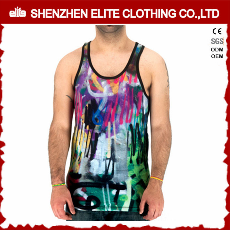 Custom Made Fashion Printing Sublimation Gym Singlets (ELTMBJ-193)