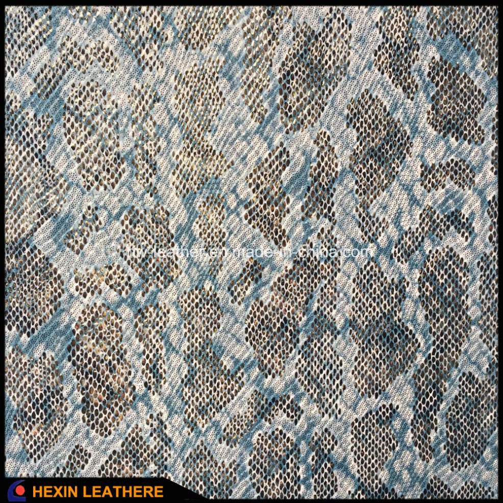 Fancy Snake Grain Synthetic PU Leather for Shoes Bags Making Hx-S1722