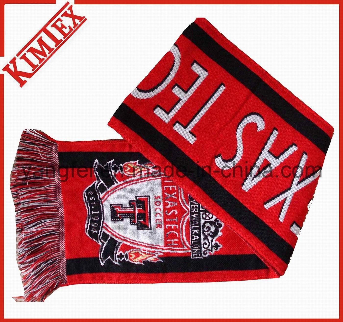 100% Acrylic Customs Promotion Single Layer Woven Soccer Fans Scarf