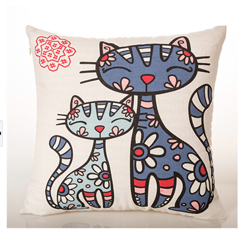 Cotton&Linen Hand Screen Print Cushion Decorative Print Pillow (LPL-335)