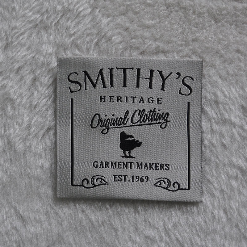 Design Large Size Square Woven Fabric Label for Original Clothing