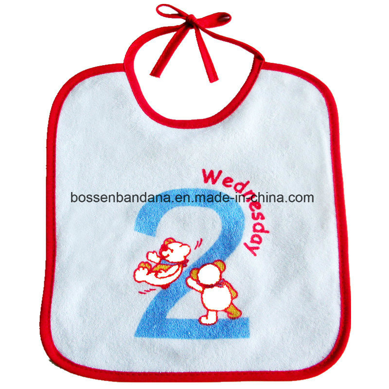 Factory Produce Customized Logo Printed White Cotton Terry Baby Bibs