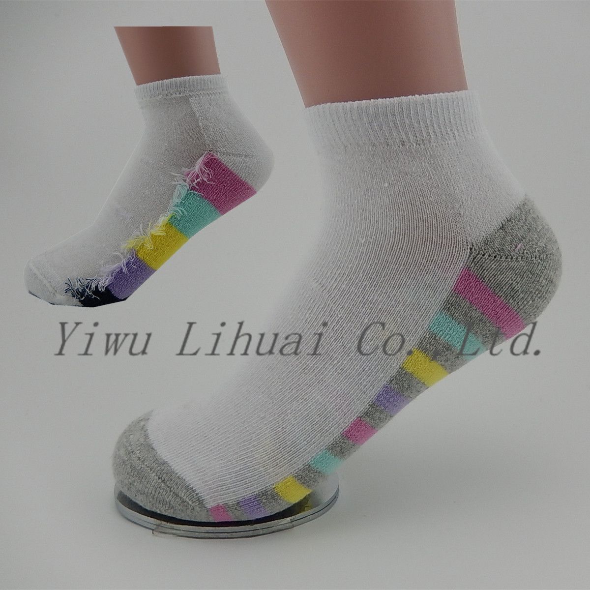 Women's Half Terry Sport Running Socks Rainbow Stripe Happy Socks