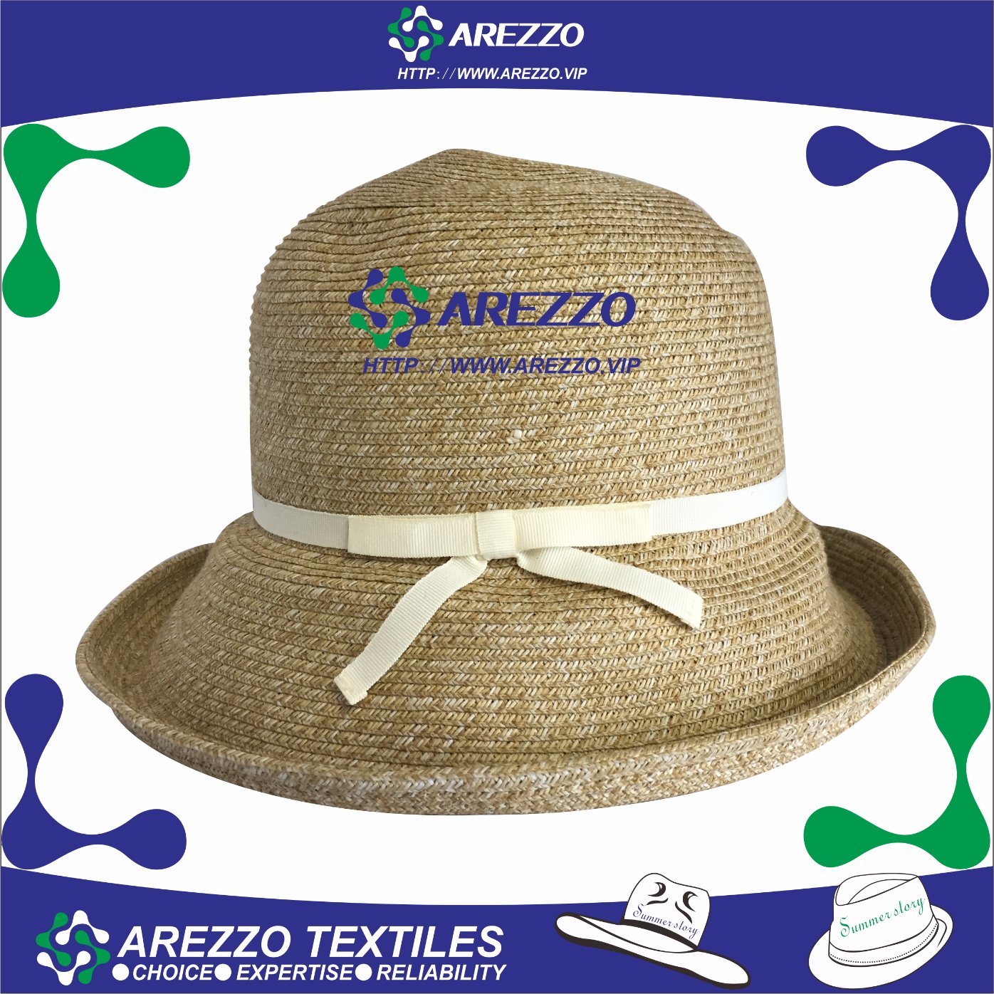 Summer Women's Bucket Paper Straw Hat (AZ012B)