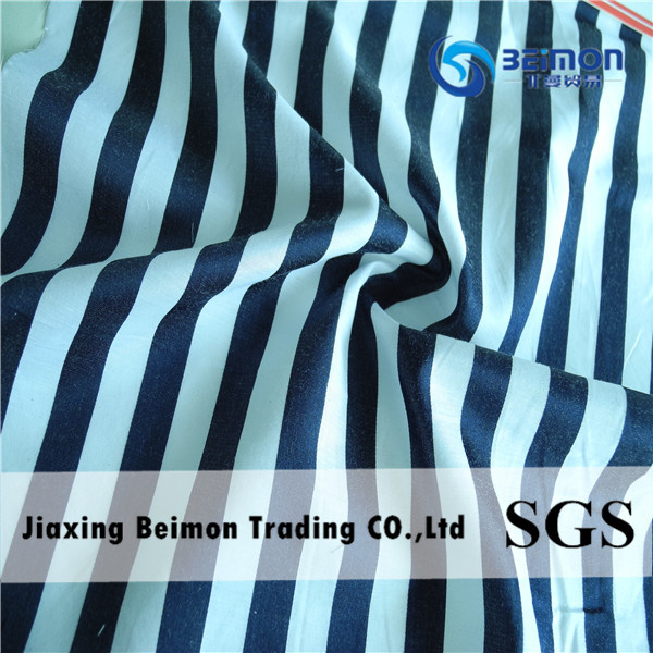 Yarn Dyed 13mm Silk Cotton Voile in White &Black Color Stripe Design