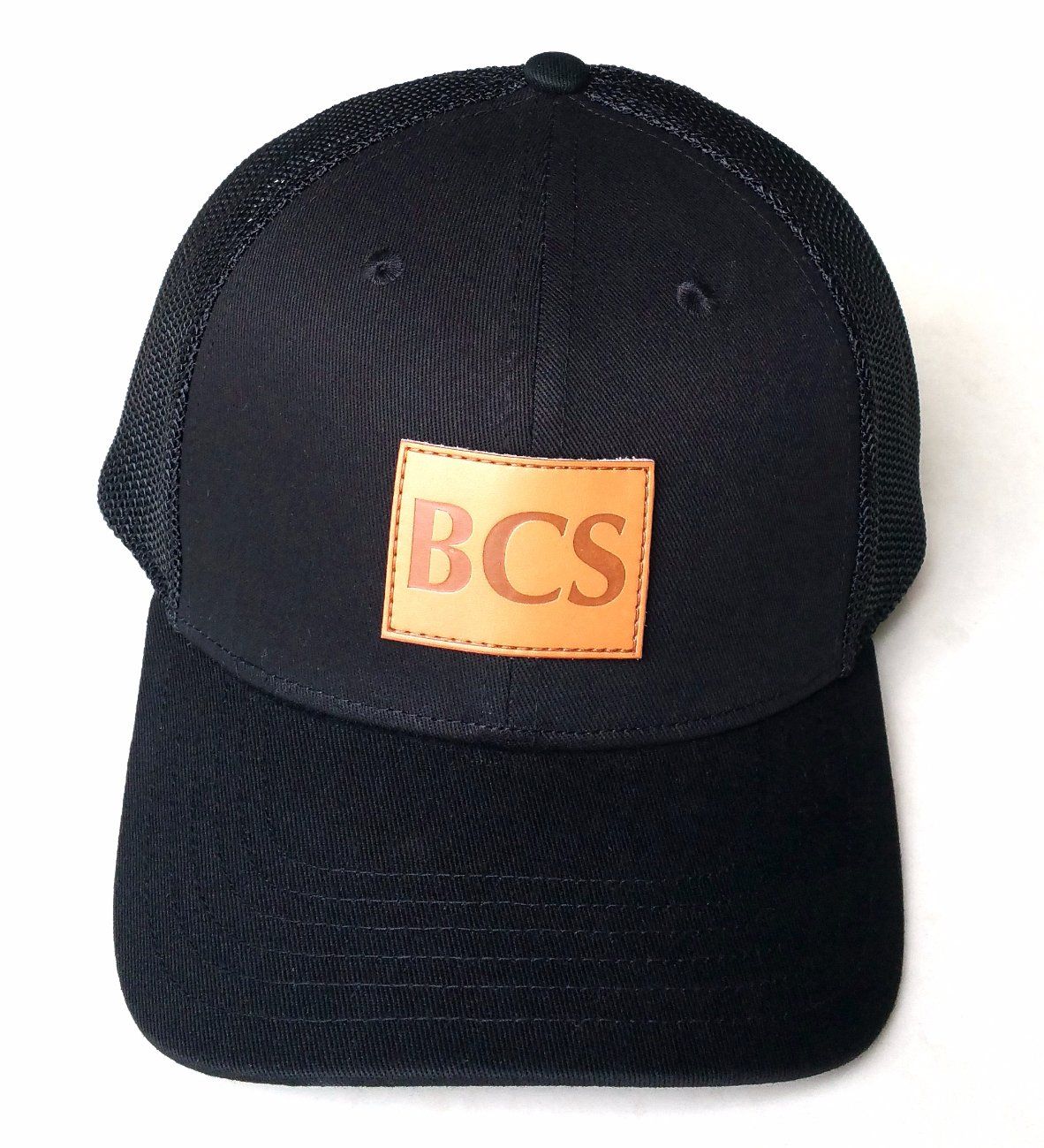 Leather Patch Logo Trucker Hat Mesh Hat