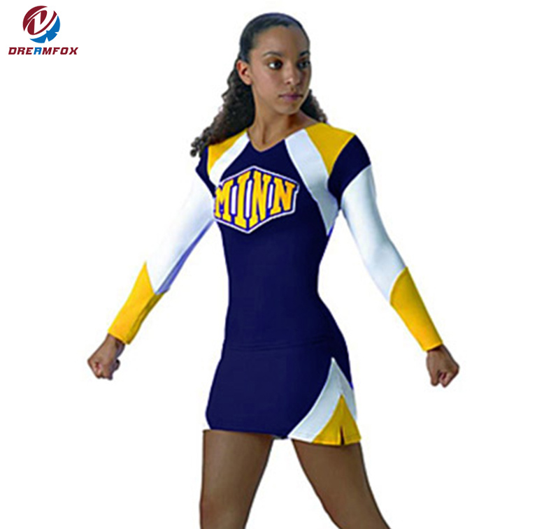 Best Sell Custom 100% Polyester Long Sleeves Printing Cheerleading Wear Sexy