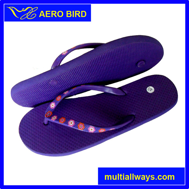 Plain Purple Slipper with Decoration on The Strap