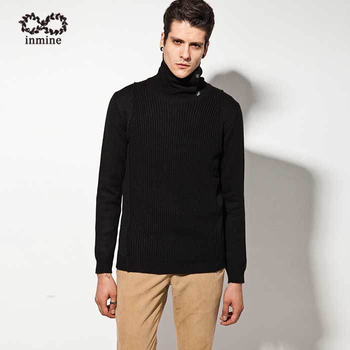 ODM Wool Acrylic Turtleneck Button Pullover Man Sweater