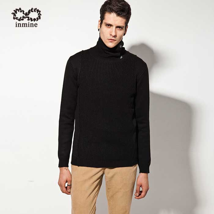 ODM Wool Acrylic Turtleneck Button Pullover Man Sweater