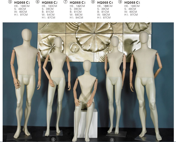 Full Body Man Mannequins with Wooden Arms for Window Display
