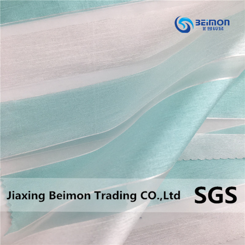White Overlock Yarn-Dyed Stripe Organza