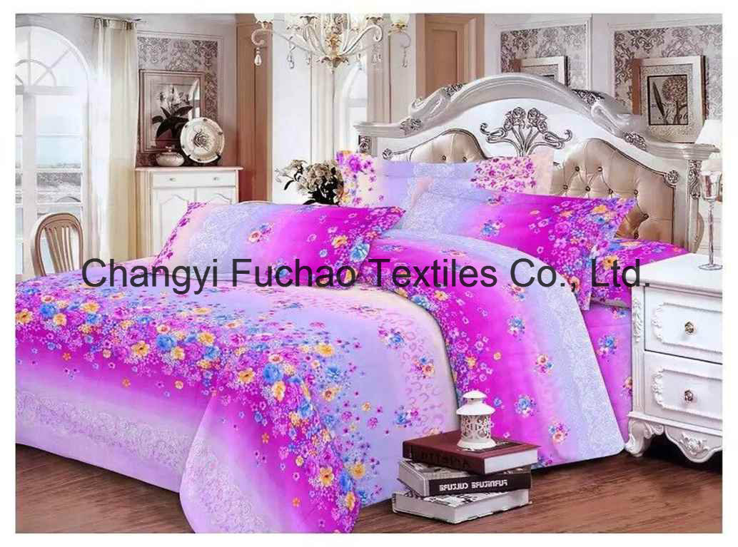 Twin Size Poly/Cotton Material Printed Bedding Set Bed Sheet