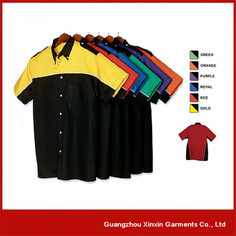 2017 New Design Custom Fully Button Down Motor Pit Crew Shirts (S02)
