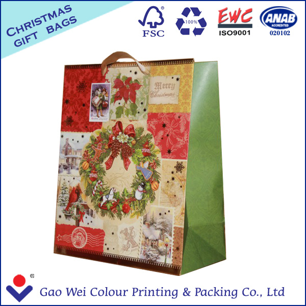 Quality Customize Merry Christmas Paper Bag for Gift