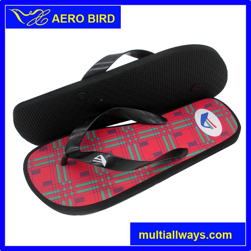 PE Male Slipper with Line Design Printting (T1697)