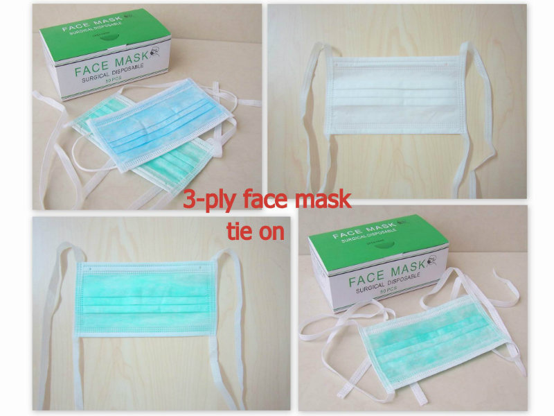3-Ply Non Woven Face Mask with Tie-on