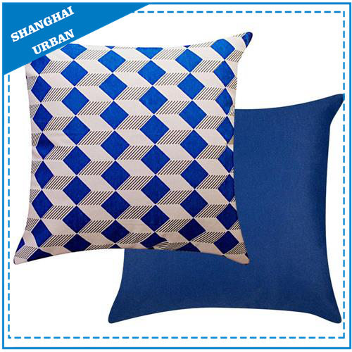Indigo Diamond Shape Printed Polyester Throw Pillow