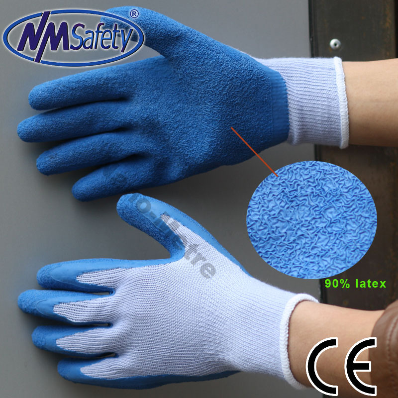 Nmsafety Blue Latex Crinkle Coated Safety Working Glove