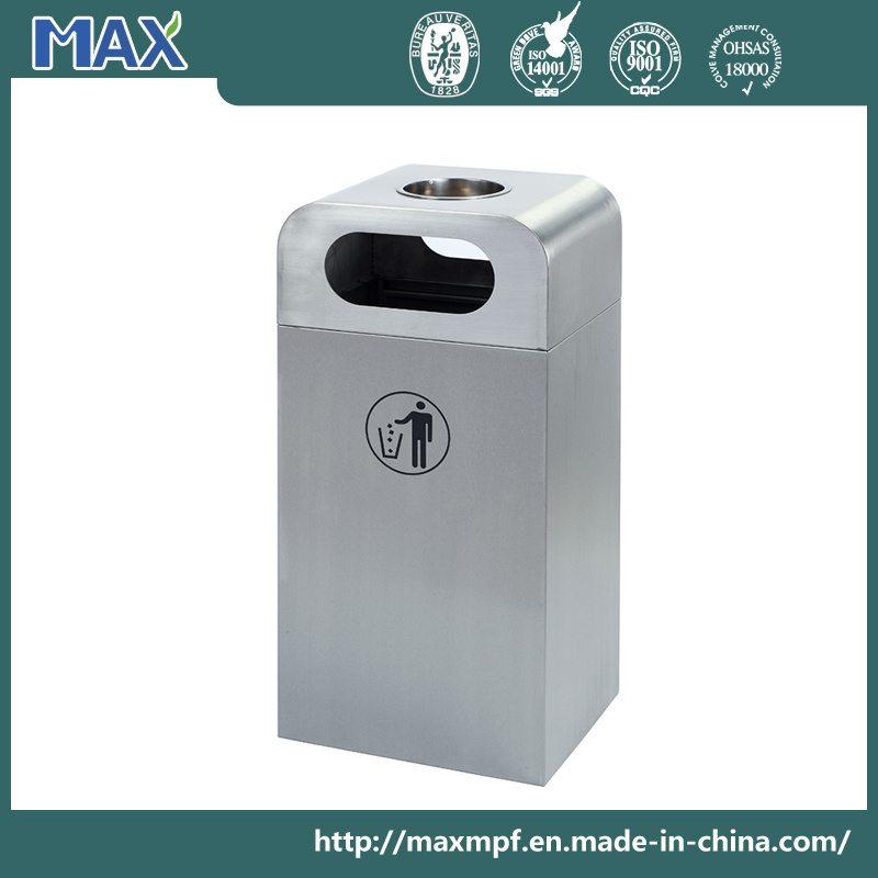 40L Rectangle Side Hooded Trash Can Rubbish Storage Waste Bin