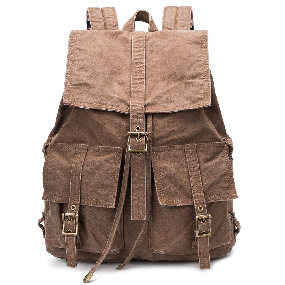 High Quality Custom Design 16oz Washed Laptop Canvas Backpack