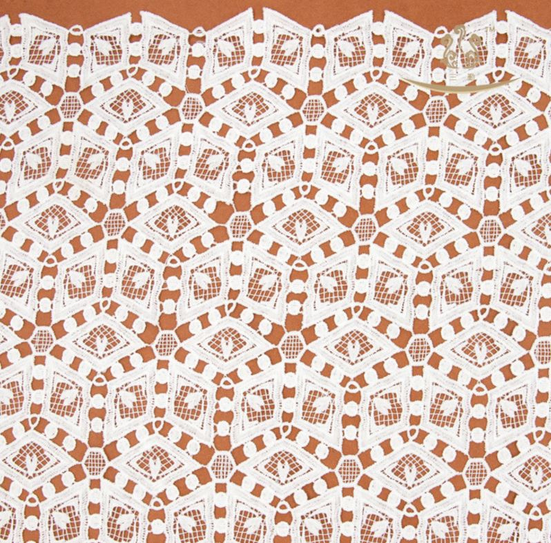 off White Rigid Jacquard Lace Fabric