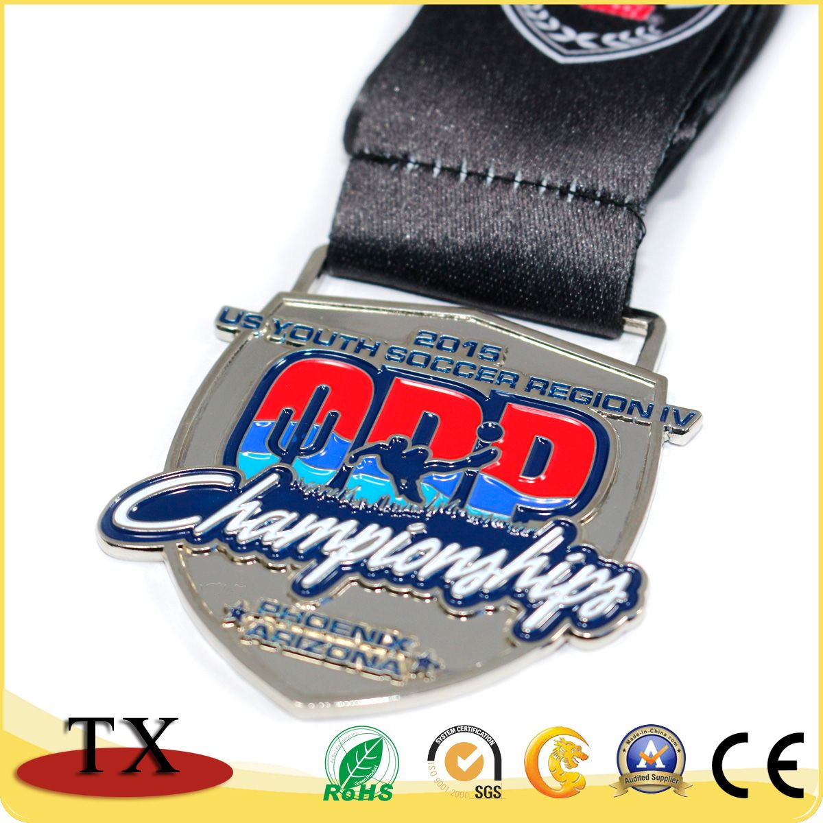Charming Medal With Customized Metal Embossed Logo Medal With Ribbon