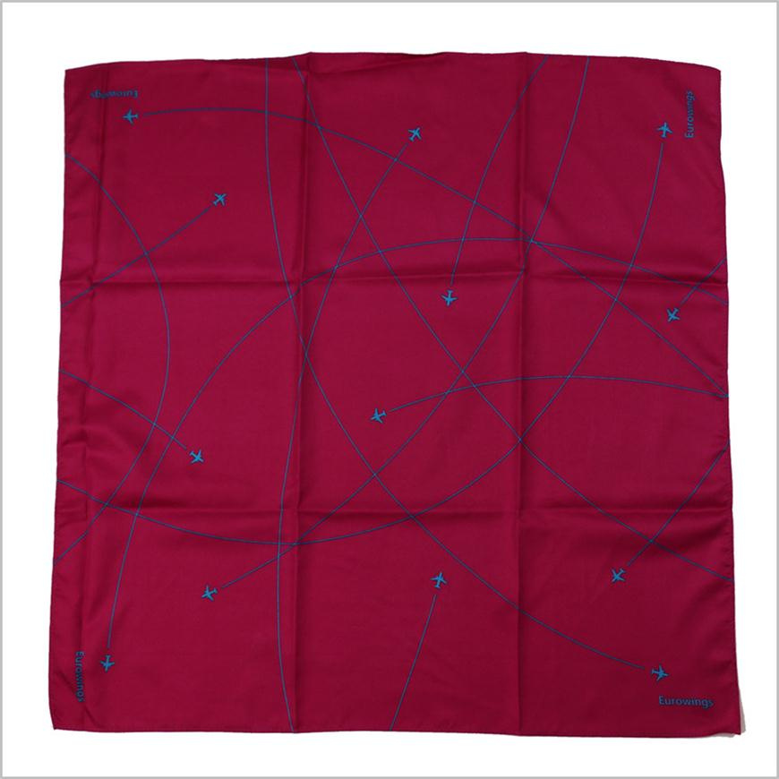 New Design Solid Wine Color Uniform Printed Silk Polyester Logo Scarf (SF-019)