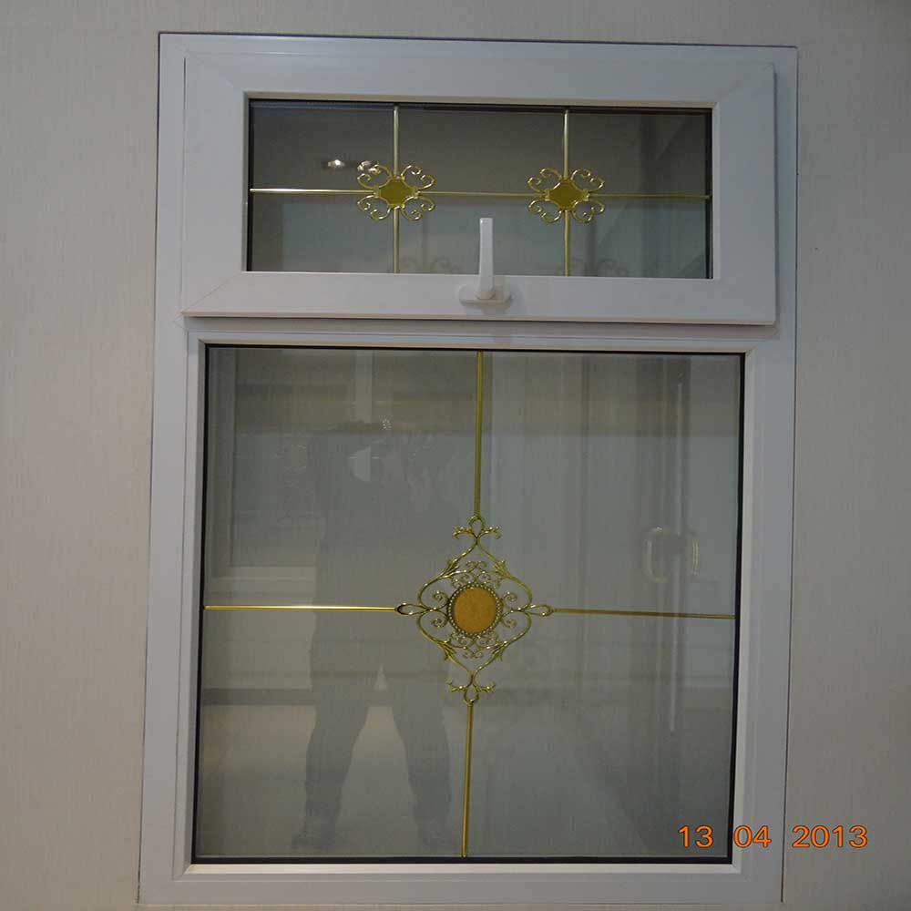 China Conch Brand PVC Profile 3 Panel Casement Window with Awning