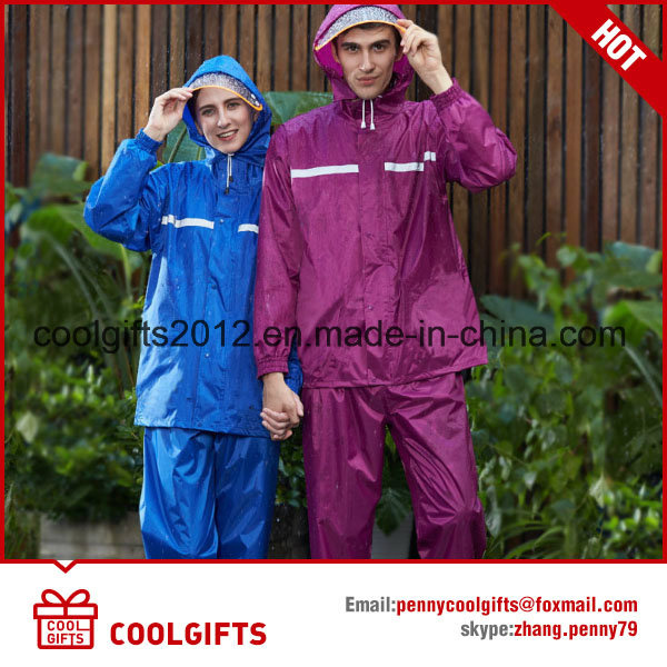 High Quality Reusable Cloth Raincoat Set with Custom Print