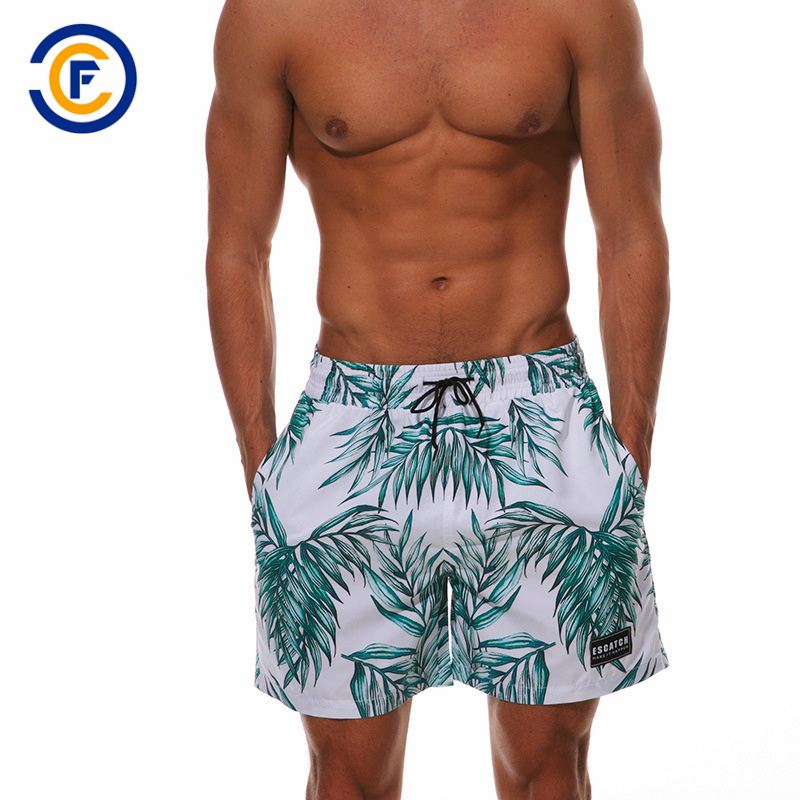 Oeko-Tex Full Waist Polyester Patterned Men Board Short Swimwear