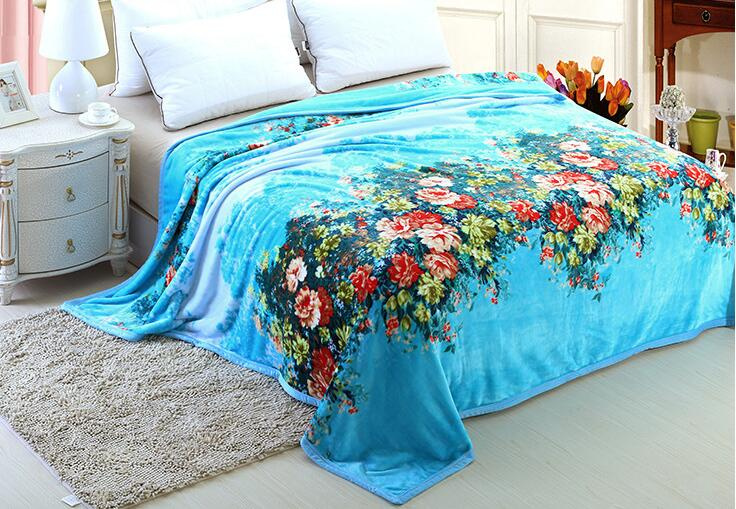 Warm Soft Flower Printed 100% Polyester Flannel Fleece Blanket