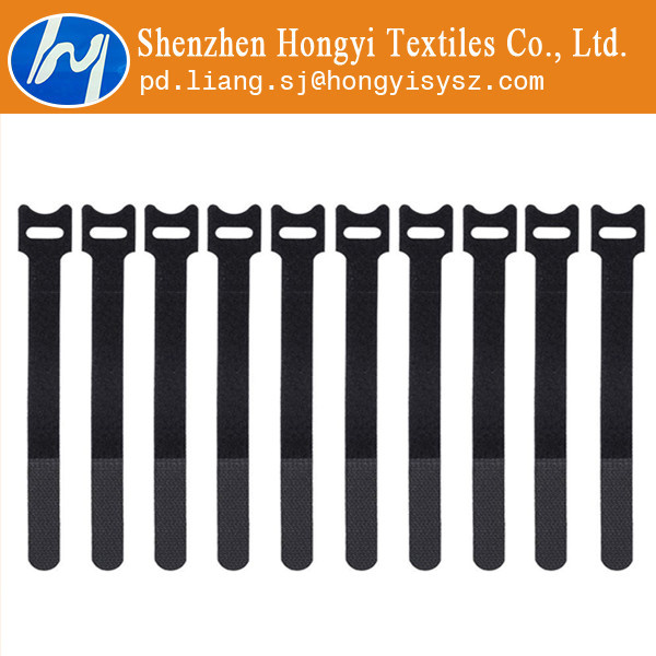 Black Nylon Fasteners Hook & Loop Cable Ties Tape