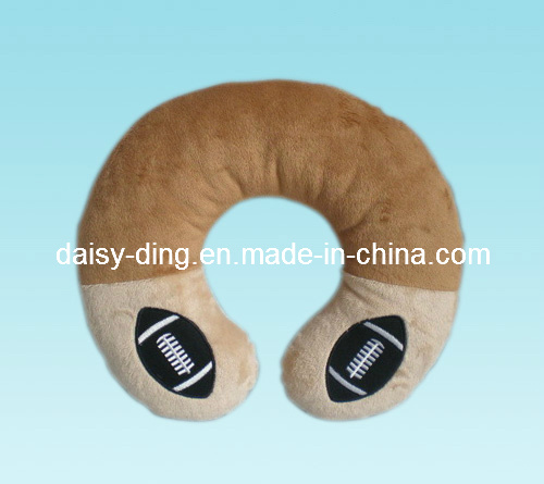Plush Round Neck Pillow with Soccer Embordiery