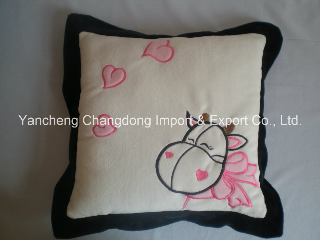 Plush Cow Cushion with Soft Material and Beautiful Embroidery